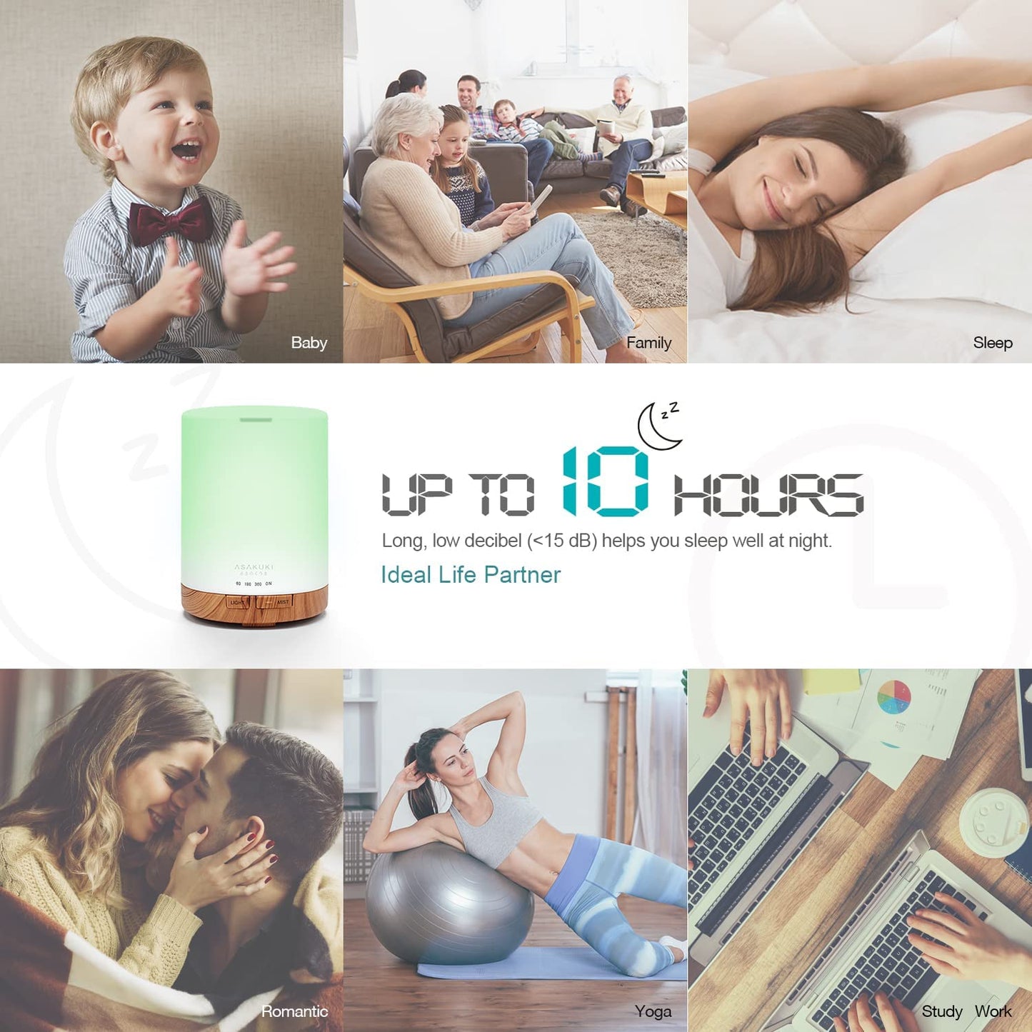 300ML Essential Oil Diffuser, Quiet 5-In-1 Premium Humidifier, Home Fragrance Aroma Diffuser with 7 LED Color Changing Light and Auto-Off Switch -Light Brown